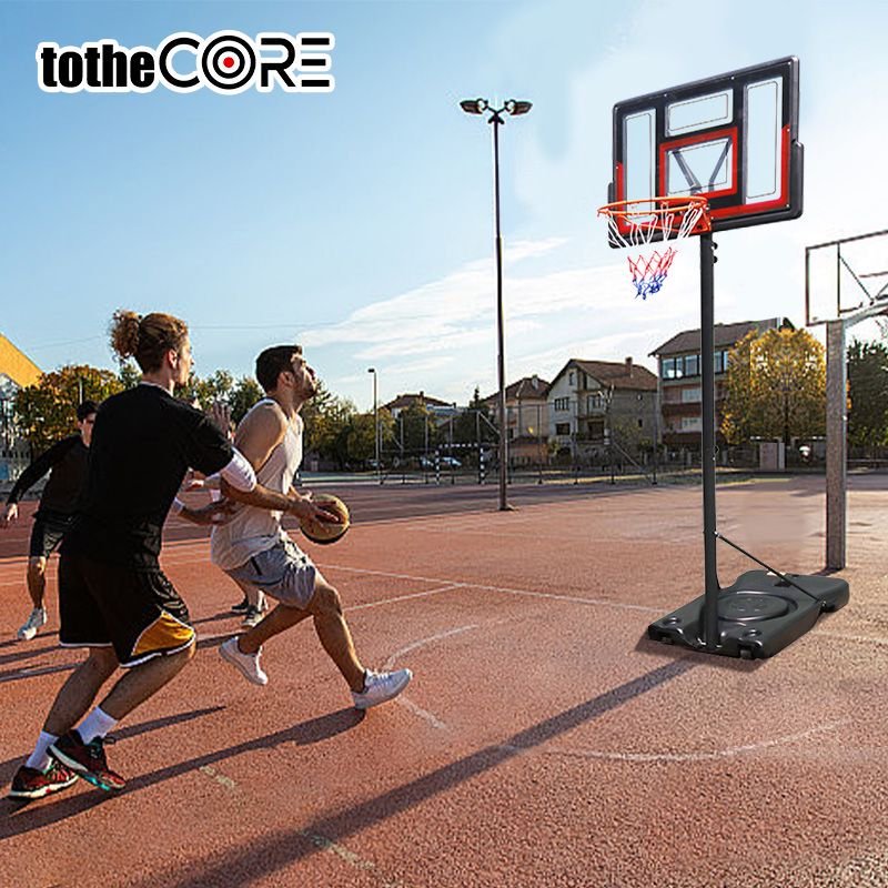 TotheCORE Basketball Stand 5.25-8.53 Ft Adjustable Portable Basketball Hoop & Goal With PC Backplate, Large Base And Wheels
