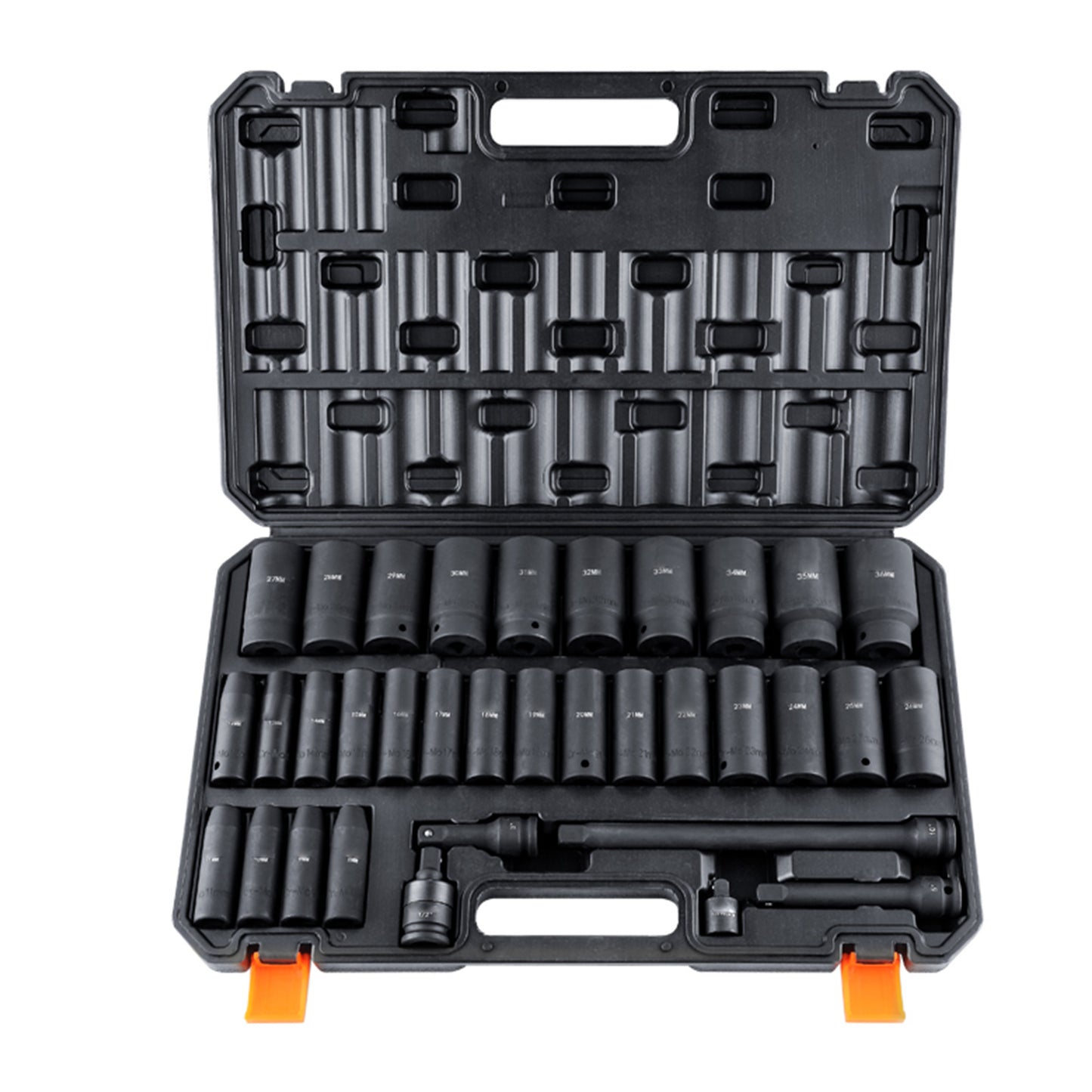 VEVOR Drive Deep Impact Socket Set, 34pcs Socket Set Metric 8-36mm 6 Point Cr-MO Alloy Steel For Auto Repair, Rugged Construction, Includes Heavy Duty Storage Case