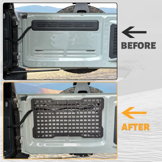 2021-2024 Ford Bronco Off Road Tailgate Storage Panel Tailgate Molle Panel Steel Cargo Shelf Storage Luggage Holder Carrier For Ford Bronco Accessories 2021 2022 2023 2 4 Doors