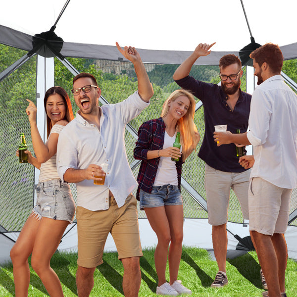 12X12ft Dark Gray Hexagonal Folding Tent