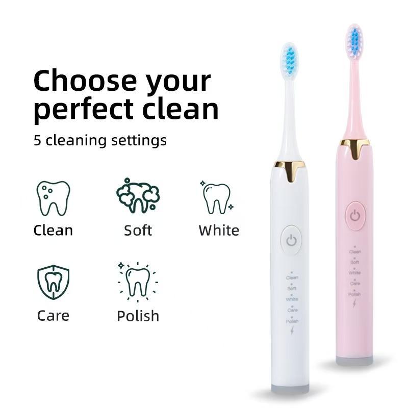 Toothbrush With Multi - Mode Selection And Seven - Brush - Head Cleaning Set