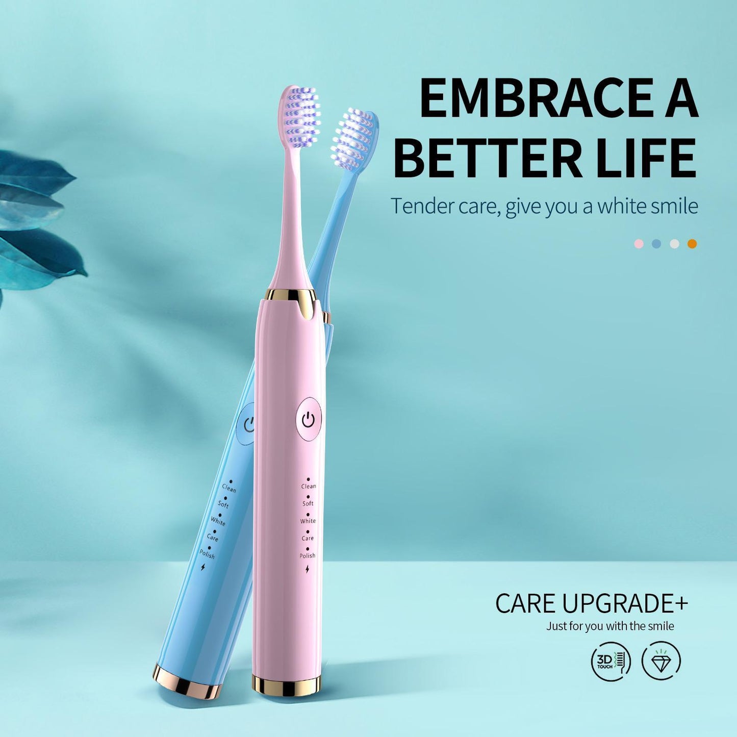 Toothbrush With Multi - Mode Selection And Seven - Brush - Head Cleaning Set