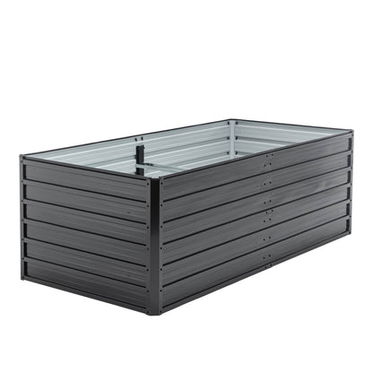 Outdoor Galvanized Raised Garden Bed Kit, Black Rectangle Planter For Vegetables, Fruits, And Herbs