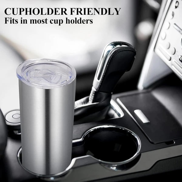 Stainless Steel Skinny Tumbler, 20 Oz Vacuum Insulated Tumbler With Lid And Straw, Double Wall Coffee Cup, Travel Mug For Cold Hot Drinks, Stainless Steel 1 Pack