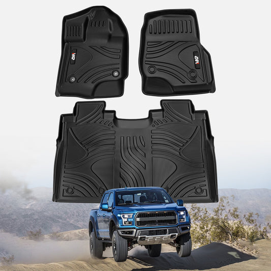 TPE All Weather Floor Mats Ford F150 2015-2025 Without Fold Flat Storage Waterproof Floor Liner For F150 Accessories 1st Floor Mats & 2-in-1 Rear Floor Mat - 3 PCS