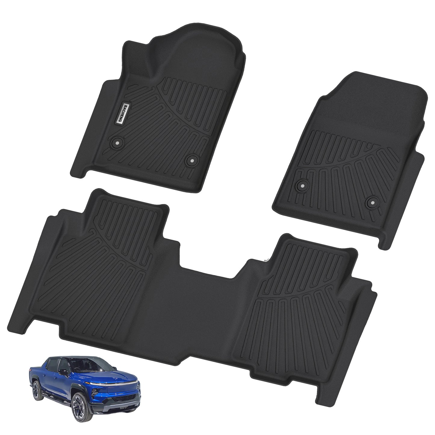 2022- 2025 Silverado EV RST All Weather 2 Row Floor Liners Accessories-Black
