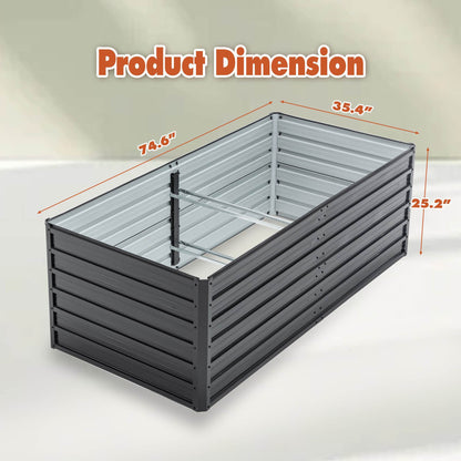 Outdoor Galvanized Raised Garden Bed Kit, Black Rectangle Planter For Vegetables, Fruits, And Herbs