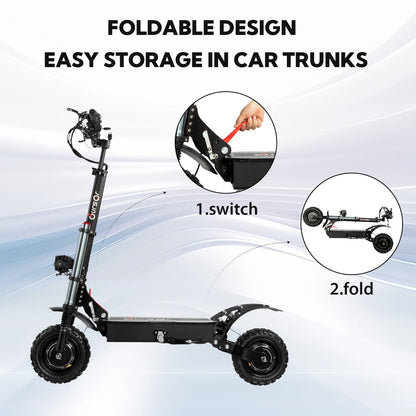 Electric Scooter With Seat, 6000W Power Dual Motor, Top Speed 50MPH, 60V 35Ah Battery 50 Miles Range, 11 Inch Off-Road Tires For Street Commuting And Limit Offroad
