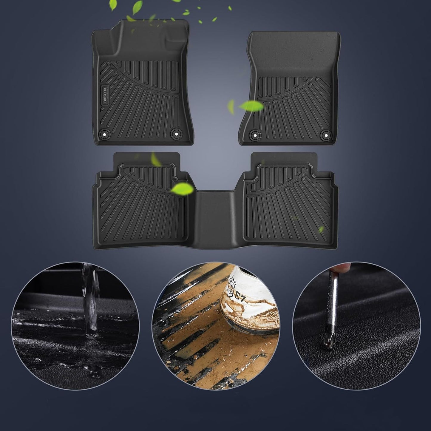 Floor Mats & Cargo Liners Compatible For -Jeep- Wagoneer 2022-2024-8 Seats. All Weather 3 Rows Anti-Slip TPE Mat-Black