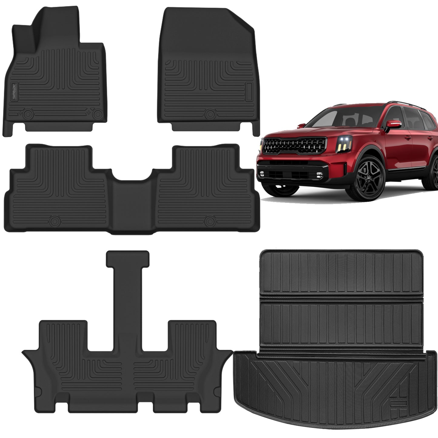 2020-2025 Kia Telluride 7-Seat 3 Row Floor Liners And Trunk Mat-Black