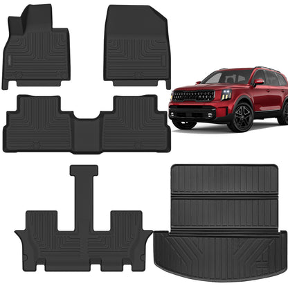 2020-2025 Kia Telluride 7-Seat 3 Row Floor Liners And Trunk Mat-Black