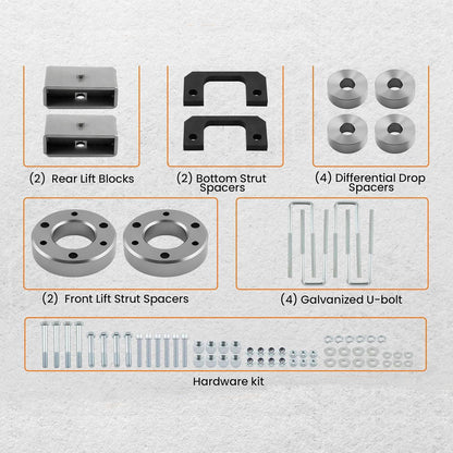 Leveling Kit W Diff Drop Spacers For Chevy Silverado/ GMC Sierra 1500 2007-2020