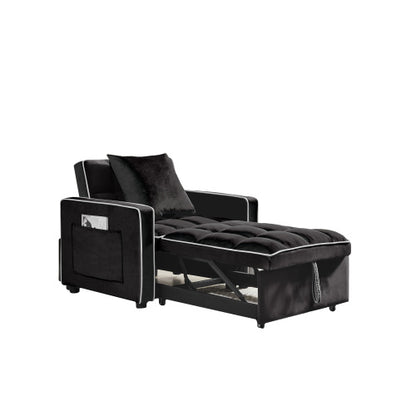 Three-in  One Sofa Bed Chair Folding Sofa Bed Adjustable Back Into A Sofa Recliner Single Bed  Modern Chair Bed Berth Black