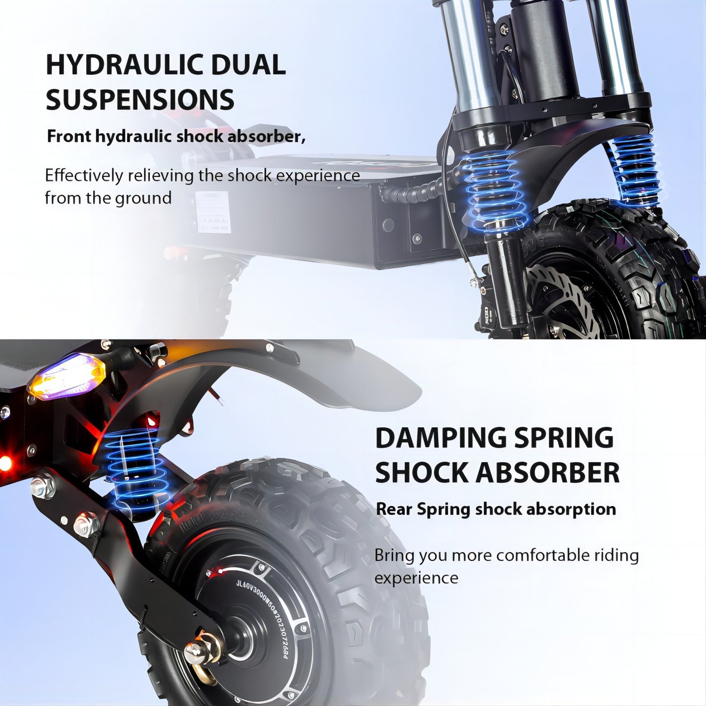 Electric Scooter With Seat, 6000W Power Dual Motor, Top Speed 50MPH, 60V 35Ah Battery 50 Miles Range, 11 Inch Off-Road Tires For Street Commuting And Limit Offroad