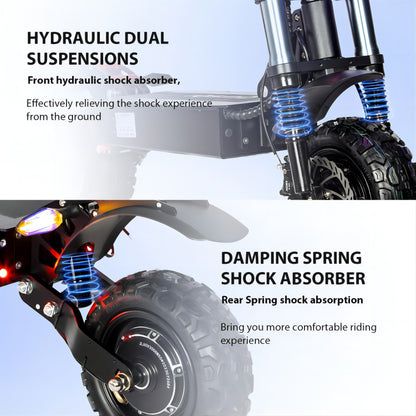 Electric Scooter With Seat, 6000W Power Dual Motor, Top Speed 50MPH, 60V 35Ah Battery 50 Miles Range, 11 Inch Off-Road Tires For Street Commuting And Limit Offroad