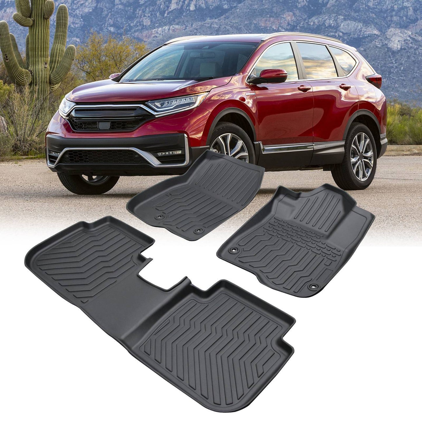 2023 CRV Hybrid Black All-Weather TPE Rubber Car Mats