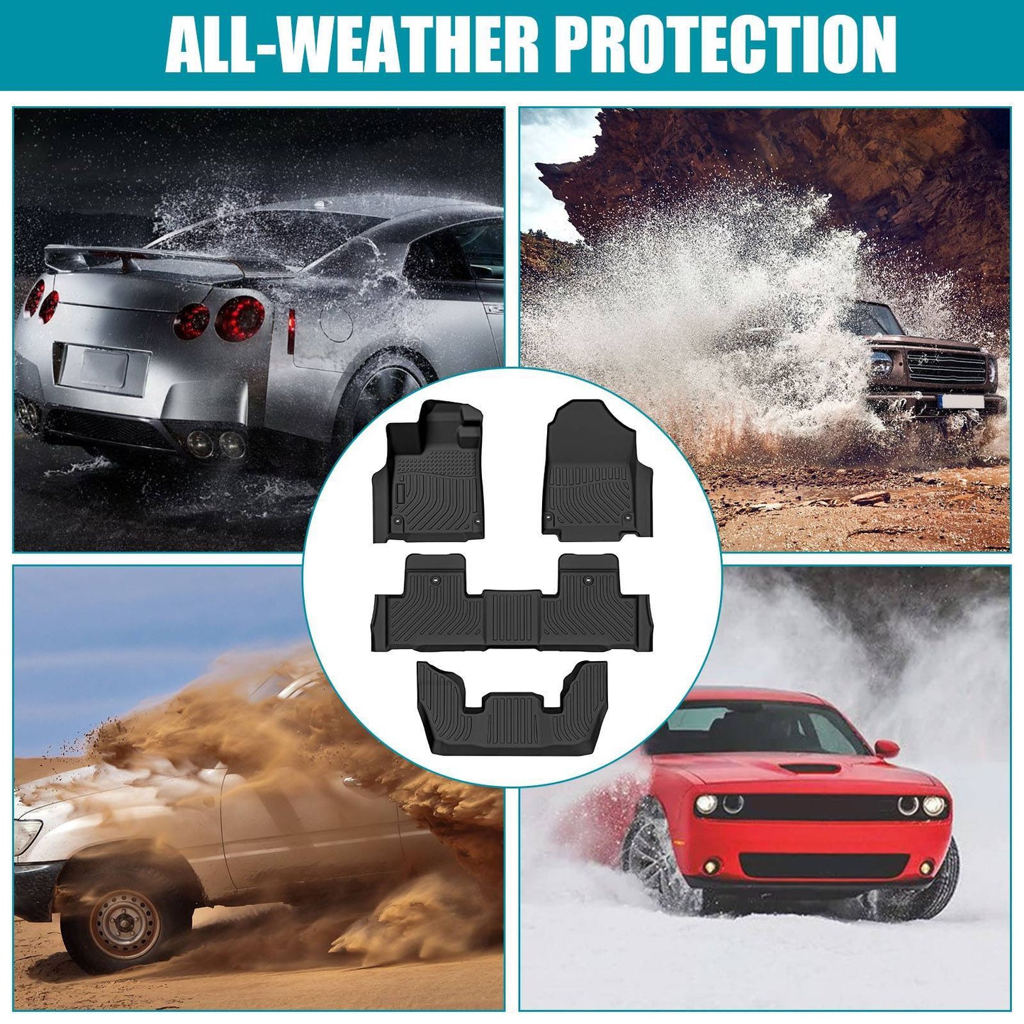 2022-2024 Acura MDX All Weather Car Floor Mats 3rd Row TPE Floor Liners For