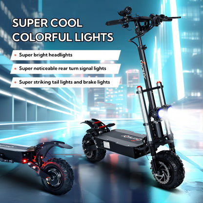 Electric Scooter With Seat, 6000W Power Dual Motor, Top Speed 50MPH, 60V 35Ah Battery 50 Miles Range, 11 Inch Off-Road Tires For Street Commuting And Limit Offroad