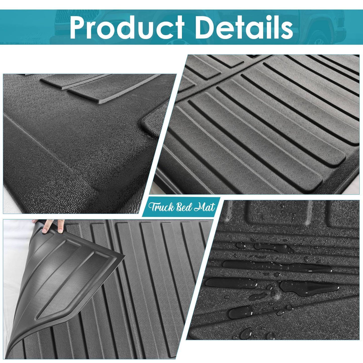 Truck Bed Mat For 2019-2024 Chevrolet Silverado GMC Sierra 1500 5.8ft Short Bed