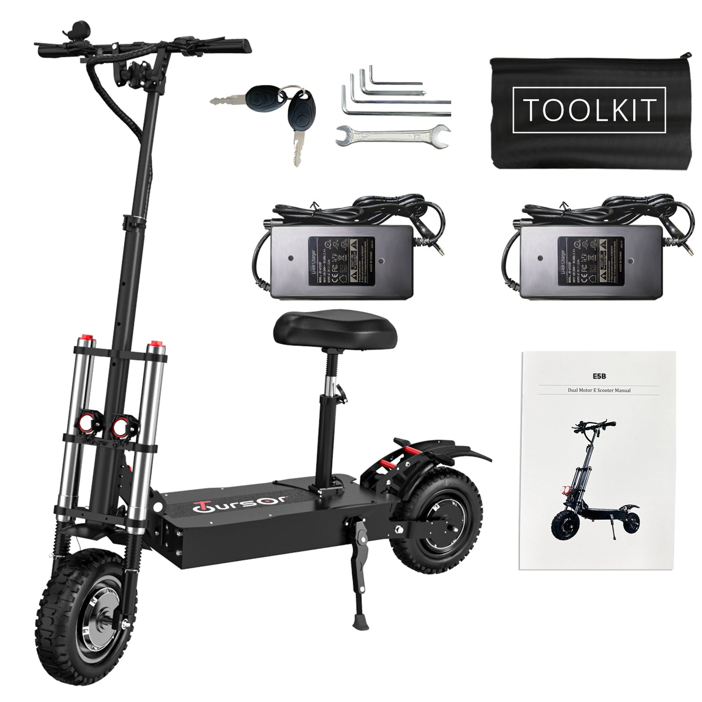 Electric Scooter With Seat, 6000W Power Dual Motor, Top Speed 50MPH, 60V 35Ah Battery 50 Miles Range, 11 Inch Off-Road Tires For Street Commuting And Limit Offroad