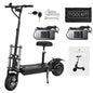 Electric Scooter With Seat, 6000W Power Dual Motor, Top Speed 50MPH, 60V 35Ah Battery 50 Miles Range, 11 Inch Off-Road Tires For Street Commuting And Limit Offroad