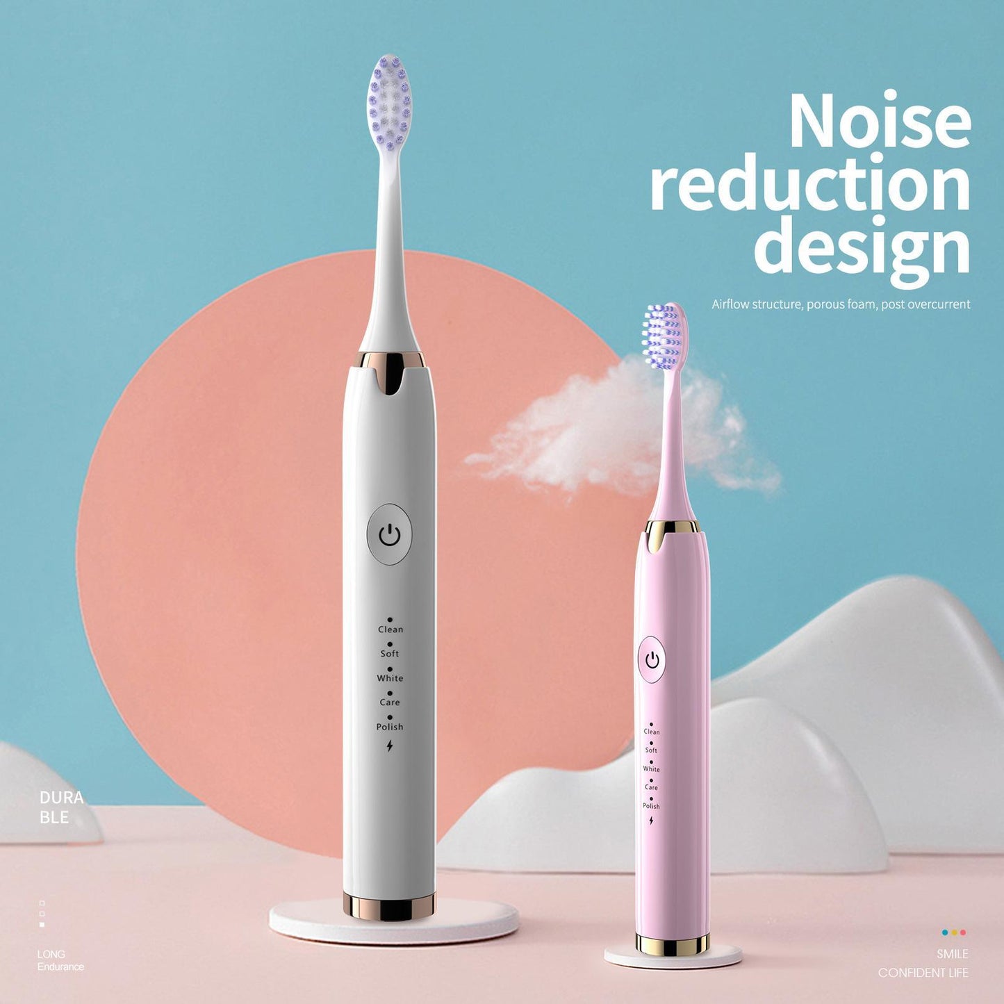 Toothbrush With Multi - Mode Selection And Seven - Brush - Head Cleaning Set