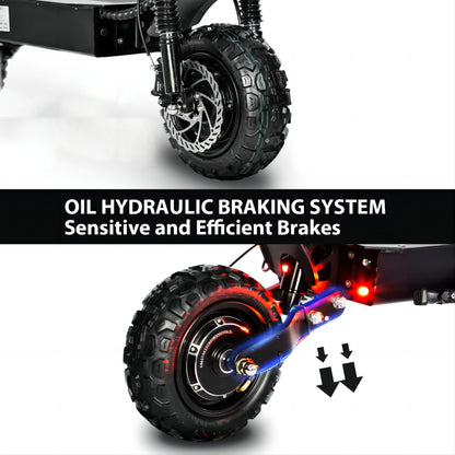 Electric Scooter With Seat, 6000W Power Dual Motor, Top Speed 50MPH, 60V 35Ah Battery 50 Miles Range, 11 Inch Off-Road Tires For Street Commuting And Limit Offroad