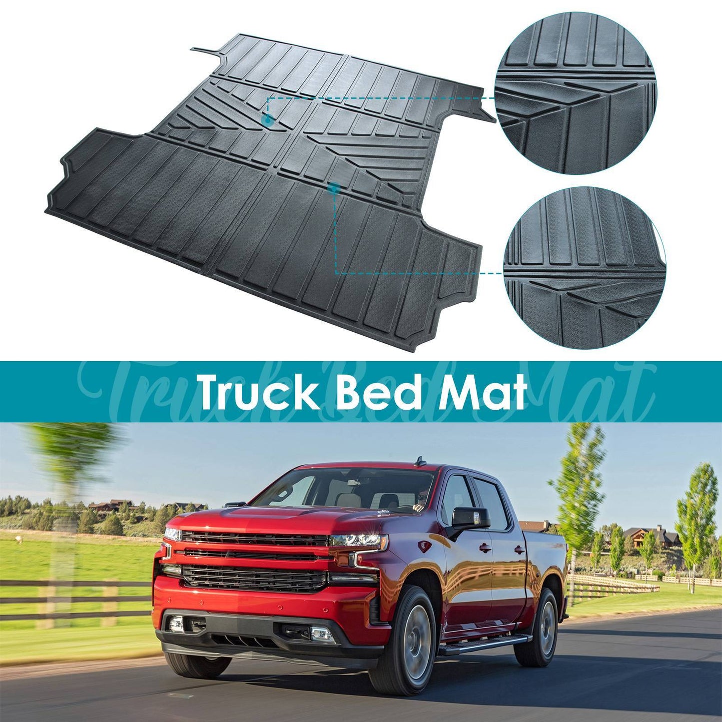 Truck Bed Mat For 2019-2024 Chevrolet Silverado GMC Sierra 1500 5.8ft Short Bed