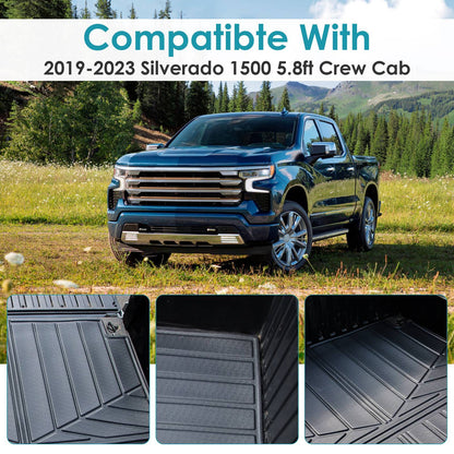 Truck Bed Mat For 2019-2024 Chevrolet Silverado GMC Sierra 1500 5.8ft Short Bed