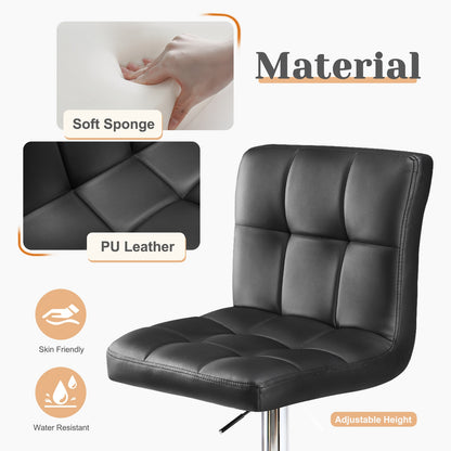 Bar Stools Set Of 4, Counter Height Barstools,Square Seat Cushion Barstool With Back, Height Adjustable PU Leather Swivel Barstool ,White