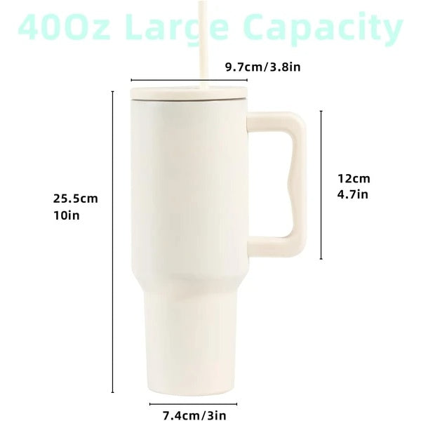 40 Oz Tumbler With Handle, Reusable Insulated Cup With Lid And Straw, Stainless Steel Water Bottle, Travel Mug For Cold And Hot