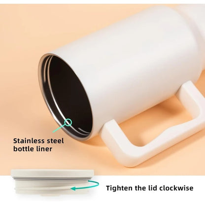 40 Oz Tumbler With Handle, Reusable Insulated Cup With Lid And Straw, Stainless Steel Water Bottle, Travel Mug For Cold And Hot