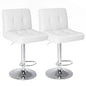 Bar Stools Set Of 4, Counter Height Barstools,Square Seat Cushion Barstool With Back, Height Adjustable PU Leather Swivel Barstool ,White