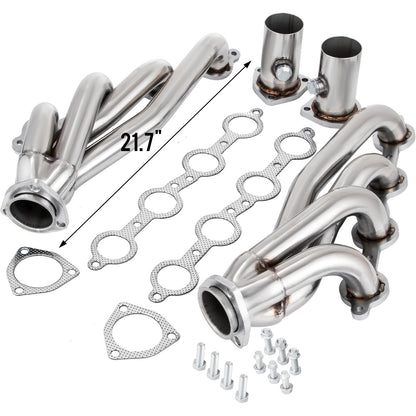 Exhaust Header Set 1 Exhaust Turbo Headers, Stainless Steel Exhaust Manifold Headers, Shorty Engine Conversion LS Swap Exhaust Headers For Chevy LS1 LS2 LS3 LS6 LS10 SUV Truck Car