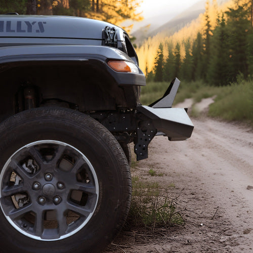 X Style Front Bumper With Winch Plate Compatible With Wrangler JK 2007-2018 JL 2018- Heavy Duty Black Textured Manganese Steel Construction, Perfect For On And Off-Road