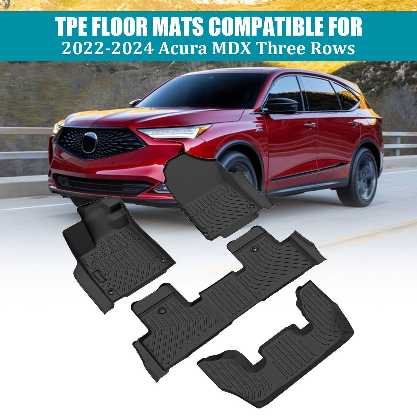 2022-2024 Acura MDX All Weather Car Floor Mats 3rd Row TPE Floor Liners For