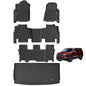 Floor Mats & Cargo Liners Compatible For -Jeep- Wagoneer 2022-2024-8 Seats. All Weather 3 Rows Anti-Slip TPE Mat-Black