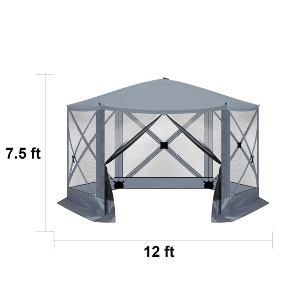 12X12ft Dark Gray Hexagonal Folding Tent