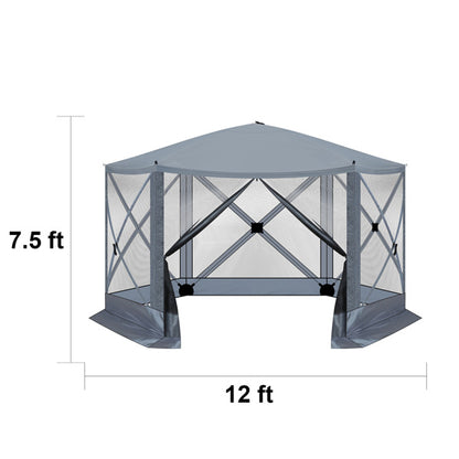 12X12ft Dark Gray Hexagonal Folding Tent