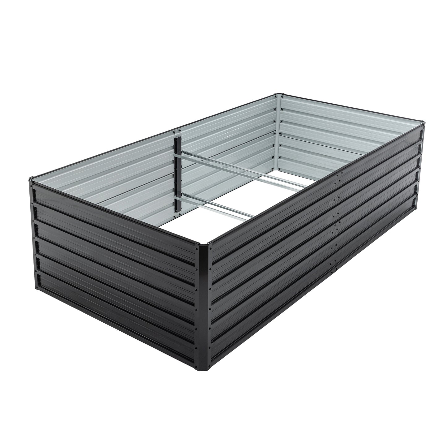 Outdoor Galvanized Raised Garden Bed Kit, Black Rectangle Planter For Vegetables, Fruits, And Herbs