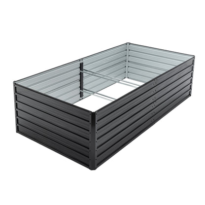 Outdoor Galvanized Raised Garden Bed Kit, Black Rectangle Planter For Vegetables, Fruits, And Herbs